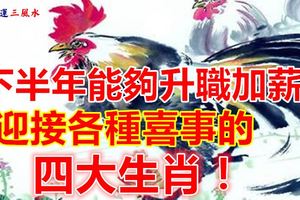 下半年能夠升職加薪迎接各種喜事的四大生肖！