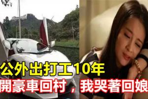 老公外出打工10年，他開豪車回村，我哭著回娘家