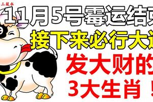 11月5號黴運結束，接下來必行大運發大財，收穫千萬橫財的3大生肖！