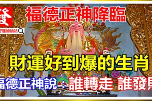 福德正神[土地公]降臨，財運好到爆的生肖！[土地公爺爺]說了，見我者轉走者都會中大獎！誰轉走誰發財（就今天，好運來）