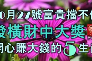 10月27號開始富貴擋不住，發橫財中大獎，開開心心賺大錢的5生肖！