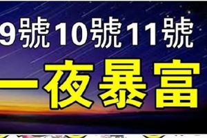 9號10號11號，橫財連發3天一夜暴富的生肖