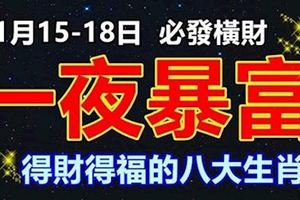 11月15-18日必發橫財一筆，一夜暴富的生肖，有你嗎？