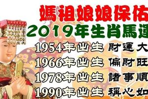 2019年生肖馬運程，1954年，1966，1978，1990。財運大好，偏財旺盛。看看有你嗎？