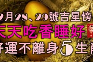 12月28、29號起吉星傍身，天天吃香睡好，好運不離身的5大生肖！