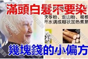 滿頭白髮不要染，幾塊錢的小偏方或許對你有説明，無化學物質，安全無副作用！