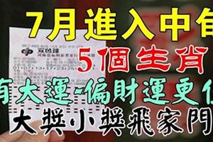 7月進入中旬，5個生肖財運旺盛