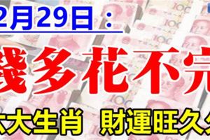 12月29日，這六生肖，錢多到花不完，財運旺久久！