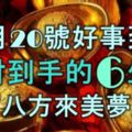 11月20號好事到，一筆橫財到手的6大生肖，財富八方來，美夢成真！