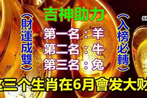 吉神助力！這三個生肖在6月會發大財！必轉！