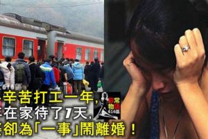 在外打工一年，過年在家待了7天，酒後糊塗做「一事」，老婆發火鬧離婚！