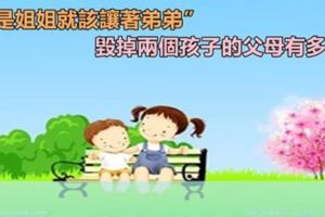 父母們不要再說：「你是姐姐，就應該讓著弟弟」了！對孩子的傷害你想像不到