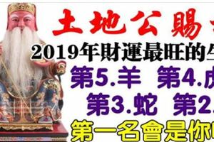 土地公賜福，2019年最旺財運的5大生肖，有你嗎？