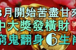 3月開始苦盡甘來，運勢一路飄紅，中大獎發橫財，窮鬼翻身的6大生肖！
