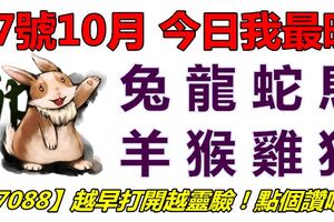 17號10月，今日我最旺！兔龍蛇馬羊猴雞狗！【17088】越早打開越靈驗！點個讚吧！