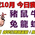 11號10月，今日我最旺！豬鼠牛虎兔龍蛇馬！【11188】越早打開越靈驗！點個讚吧！