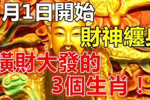 8月1日開始，財神纏身，橫財大發的3個生肖！