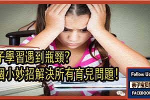 孩子學習遇到瓶頸？一個小妙招解決所有育兒問題！