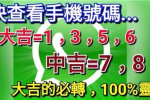 快查看，你的手機號是吉是凶？如果是大吉的必轉，100%靈