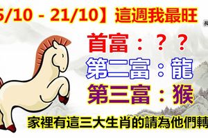 【15/10-21/10】這週我最旺！福運當頭，橫財連發，一發再發，必暴富！家裡有這三大生肖的請為他們轉發