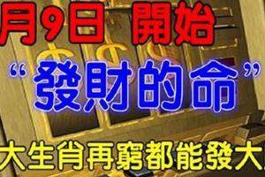 8月9日開始，就是「發財的命」6大生肖再窮都能發大財。