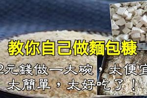教你自己做麵包糠，2元錢做一大碗，太便宜，太簡單，太好吃了！