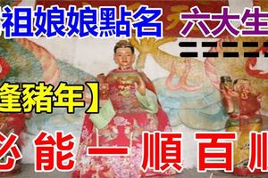 狗年不順？別擔心，六大生肖已被媽祖娘娘點名，逢豬年就大吉。