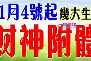 11月4號起財神附體，準備發大財的生肖【要發趕緊來接財】