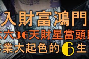 入財富鴻門！六六36天財星當頭照，事業大起色的6大生肖！