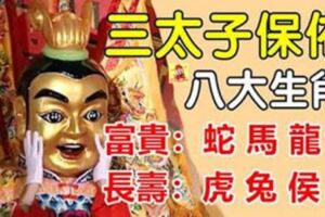 三太子保佑，點名「八大生肖」，無病、無痛、無災！多福、多祿、多壽！