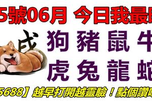 25號06月，今日我最旺！狗豬鼠牛虎兔龍蛇！【25688】越早打開越靈驗！點個讚吧！