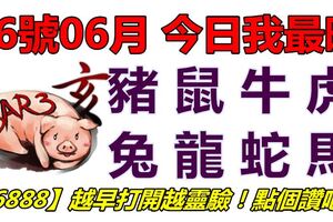 26號06月，今日我最旺！豬鼠牛虎兔龍蛇馬！【26888】越早打開越靈驗！點個讚吧！