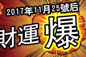 2017年11月25號後，財運『爆』的生肖