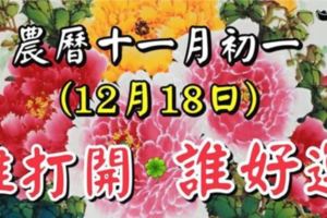 農曆十一月初一(12月18日)，送給我的好友圈誰打開，誰好運！