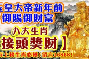 玉皇大帝新年前禦賜財富，八大生肖【接頭獎財】