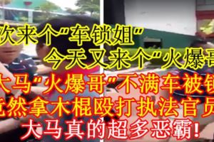 【上次來個「車鎖姐」，今天又來個「火爆哥」！】大馬「火爆哥」不滿車被鎖，竟然拿木棍毆打執法官員！大馬真的超多惡霸！