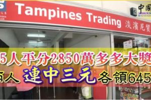 5人平分2850萬多多大獎兩人連中三元各領645萬!