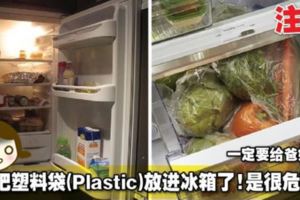 注意！別再把塑料袋(Plastic)放進冰箱了！是很危險的！一定要給爸媽知道！