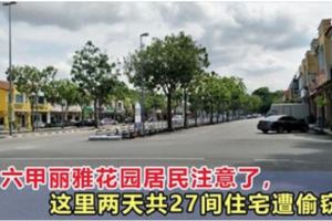 治安敗壞！大馬居民注意了，這花園兩天內共27間住宅遭偷竊！