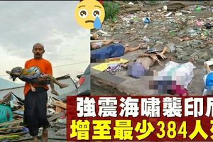 強震海嘯襲擊印尼增至最少384人死