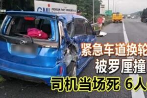 緊急車道換輪胎被羅釐撞司機當場死6人傷