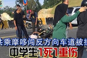 共乘摩哆闖反方向車道被撞中學生1死1重傷