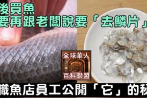 以後買魚不要再跟老闆說要「去鱗片」了離職魚店員工公開「它」的秘密真相讓媽媽今夜做夢也會笑