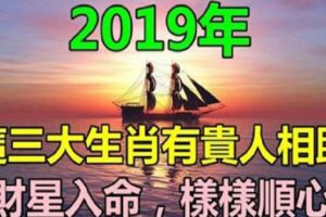 2019年，這三大生肖有貴人相助，財星入命，樣樣順心！