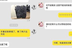 網拍買手套收到「兩隻都左手」他怒投訴！客服神回：親是您手長反囉！對話讓網友笑到崩潰