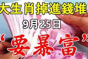 九大生肖掉進錢堆了，9月25日要暴富