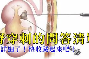 有關腎穿刺的問答清單，好多人都收藏了！