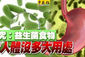 研究：益生菌食物對人體沒多大用處