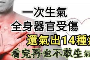 一次生氣全身器官受傷，還氣出14種病！看完再也不敢生氣了