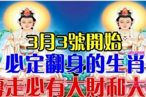 3月3號開始必定翻身的生肖【請為他們轉走必有大財和大喜】